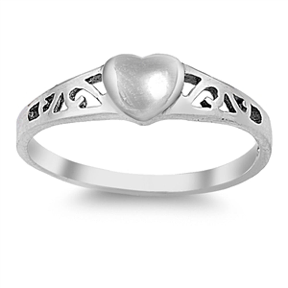 Heart Love Cutout Swirl Polished Ring New .925 Sterling Silver Band Sizes 1-10