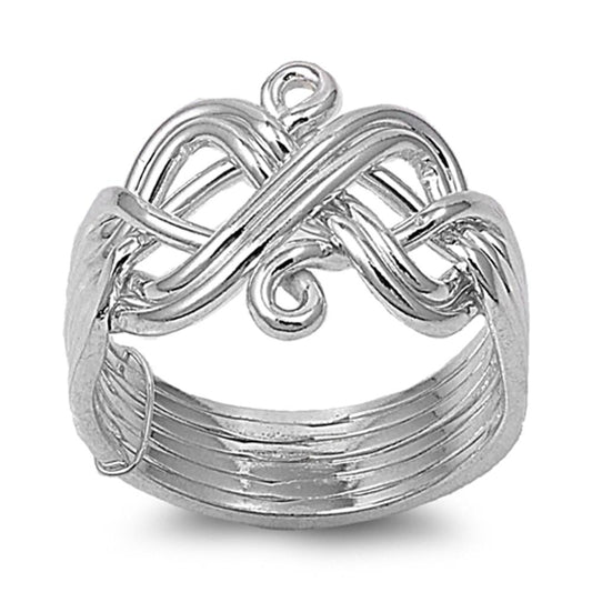 Sterling Silver Woman's Infinity Knot Polished Heavy Ring Cute Band Sizes 6-12