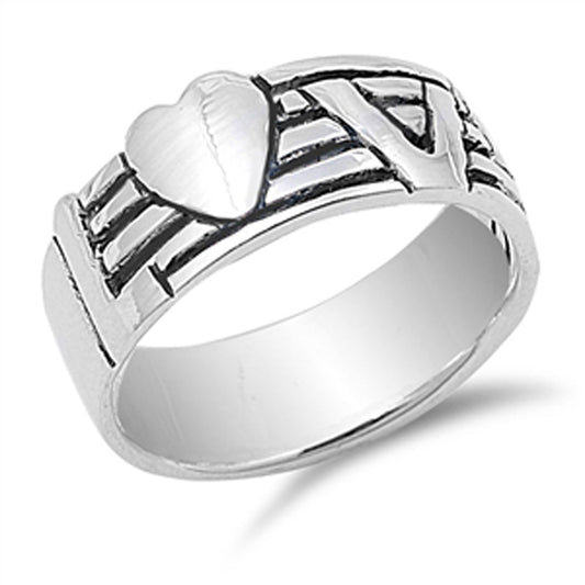 Love Music Heart Friendship Girlfriend Ring .925 Sterling Silver Band Sizes 5-10