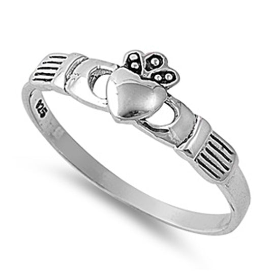 Simple Heart Promise Claddagh Purity Ring .925 Sterling Silver Band Sizes 2-10