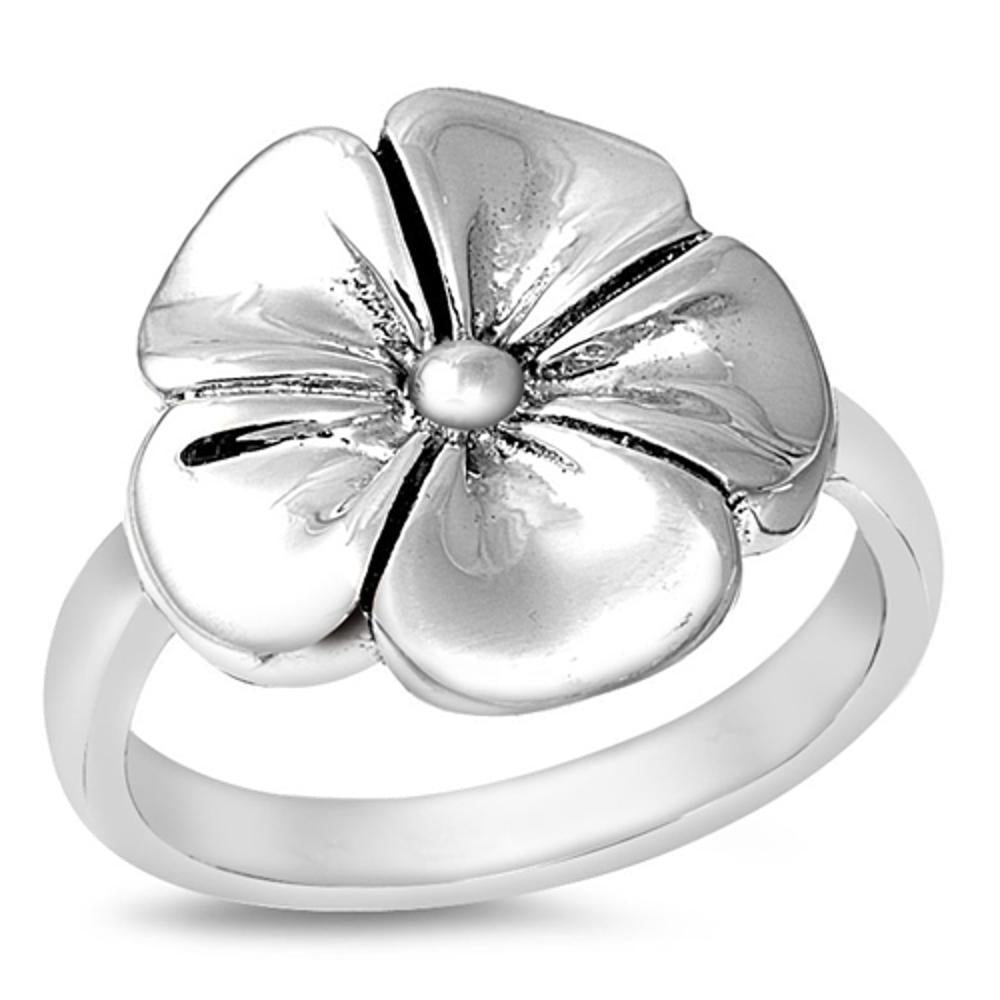 Hawaiian Tropical Flower Plumeria Ring New .925 Sterling Silver Band Sizes 4-10