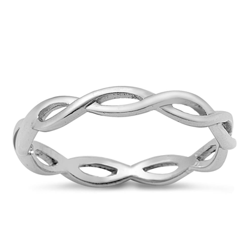 Thin Eternity Infinity Knot Stackable Ring .925 Sterling Silver Band Sizes 3-12