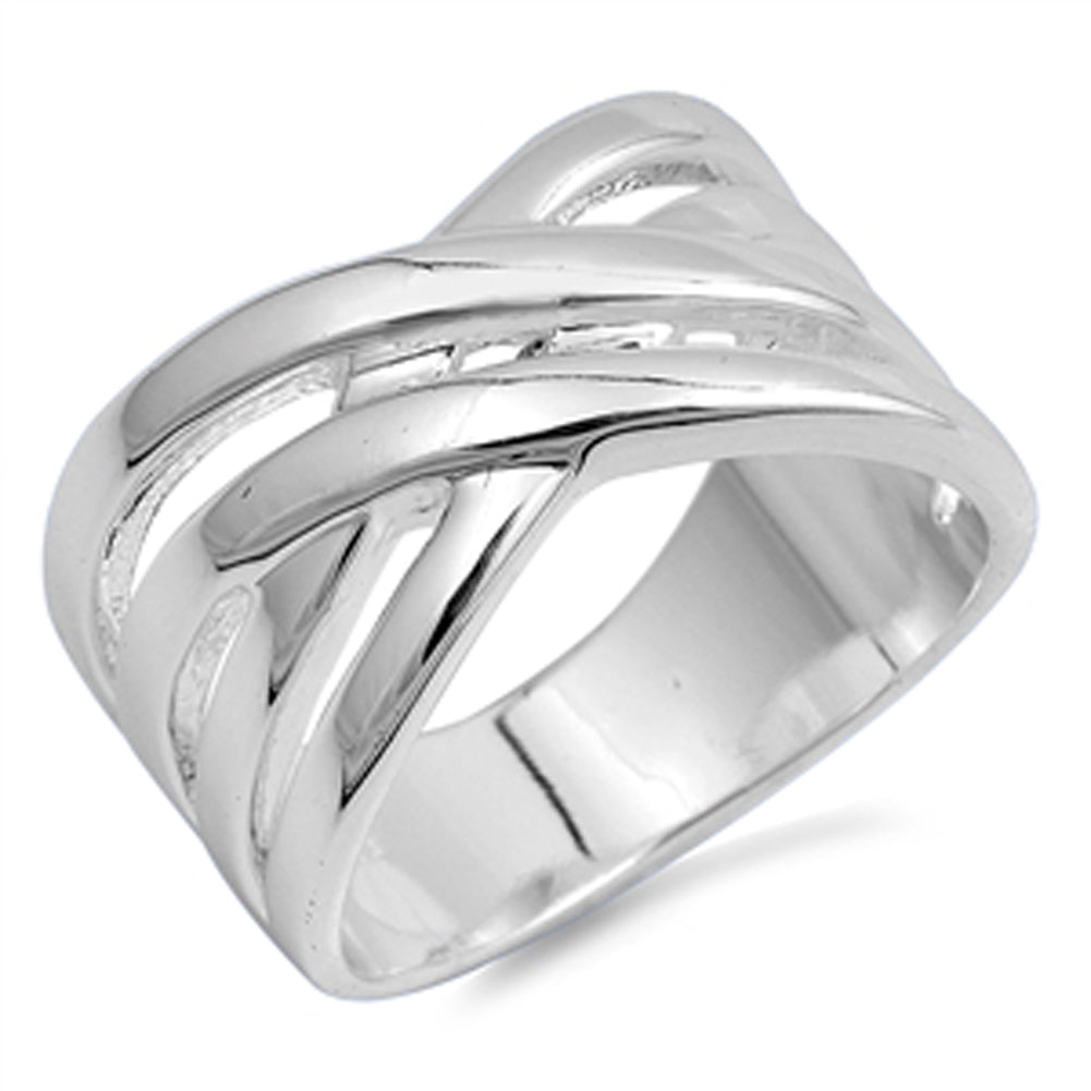 Criss Cross Infinity Knot Wide Ring New .925 Sterling Silver Band Sizes 6-12