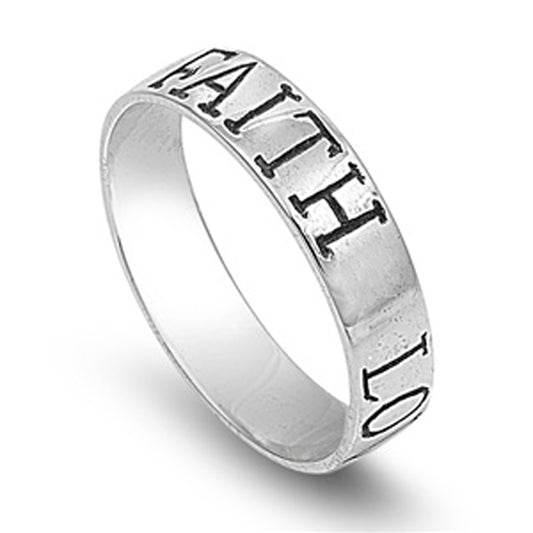 Sterling Silver Faith Love Hope Band Purity Promise Ring Designer 925 Sizes 4-13