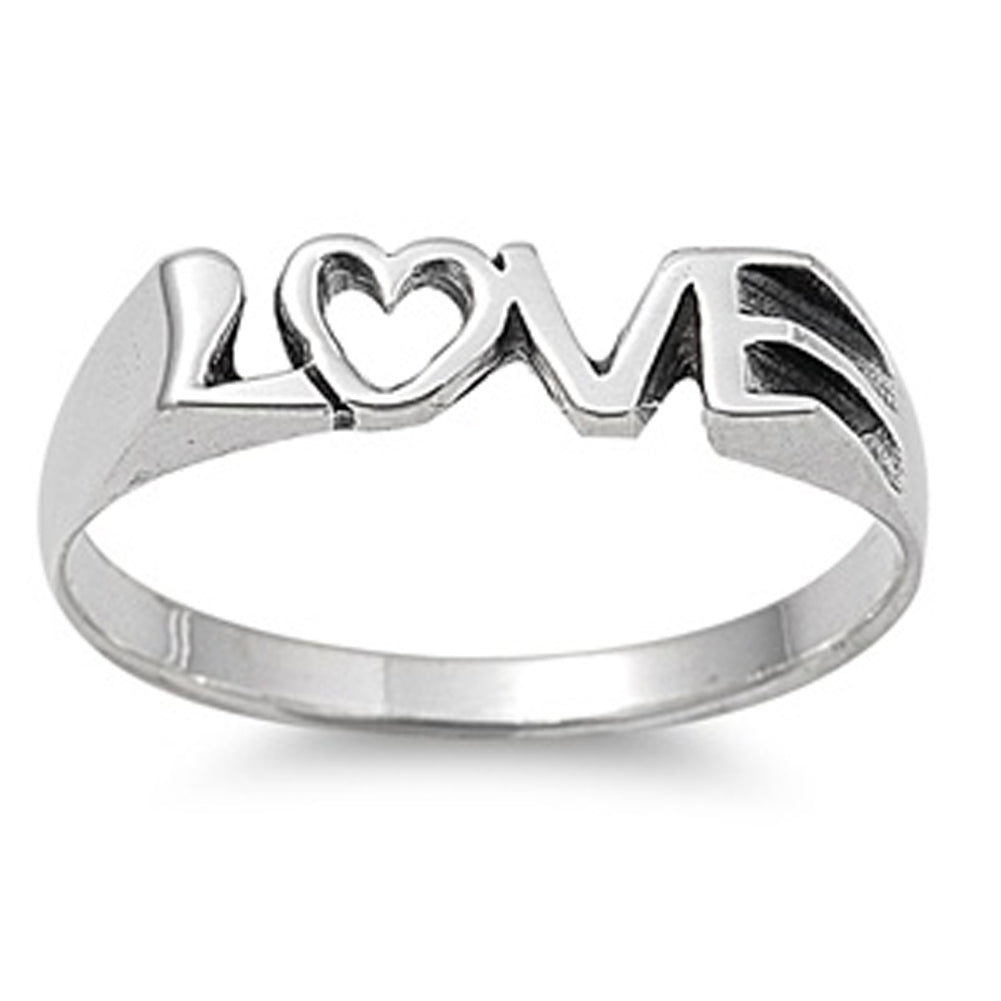 Love Heart Cutout Script Word Purity Ring .925 Sterling Silver Band Sizes 5-10