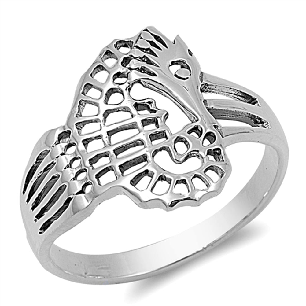 Seahorse Filigree Animal Cute Girl's Ring .925 Sterling Silver Band Sizes 3-10