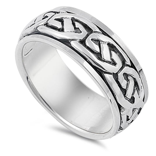 Sterling Silver Woman's Men's Ring Celtic Knot 925 Wedding Band 9mm Sizes 5-13