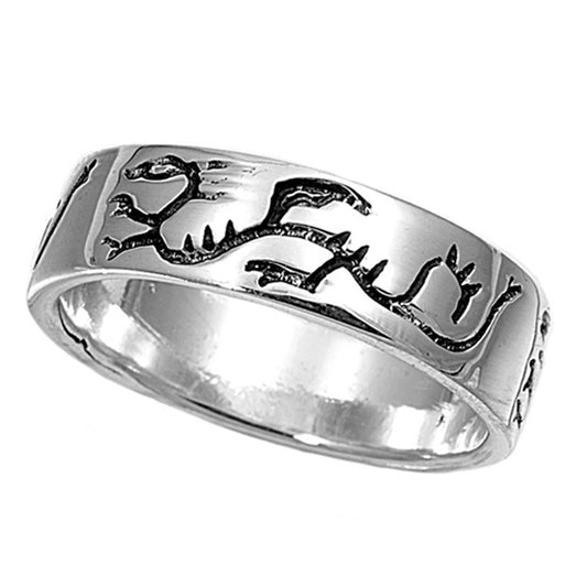 Sterling Silver Woman's Men's Dragon Engraved Ring Unique Band 6mm Sizes 5-16