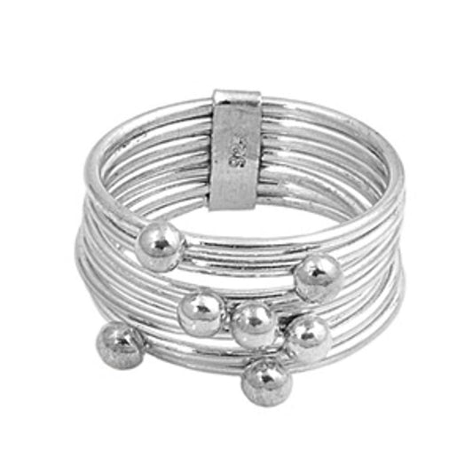 Stackable Bead Ring Set Group 7 Day .925 Sterling Silver Stacked Band Sizes 4-12