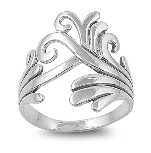 Floral Criss Cross Tree Fashion Ring New .925 Sterling Silver Band Sizes 4-13