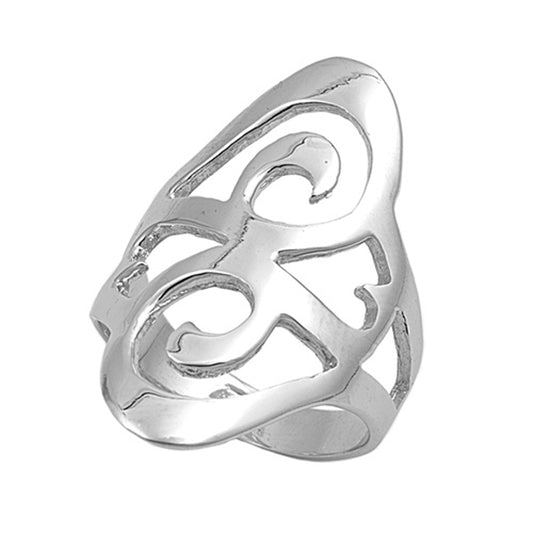 High Polish Filigree Wave Infinity Ring New .925 Sterling Silver Band Sizes 5-10