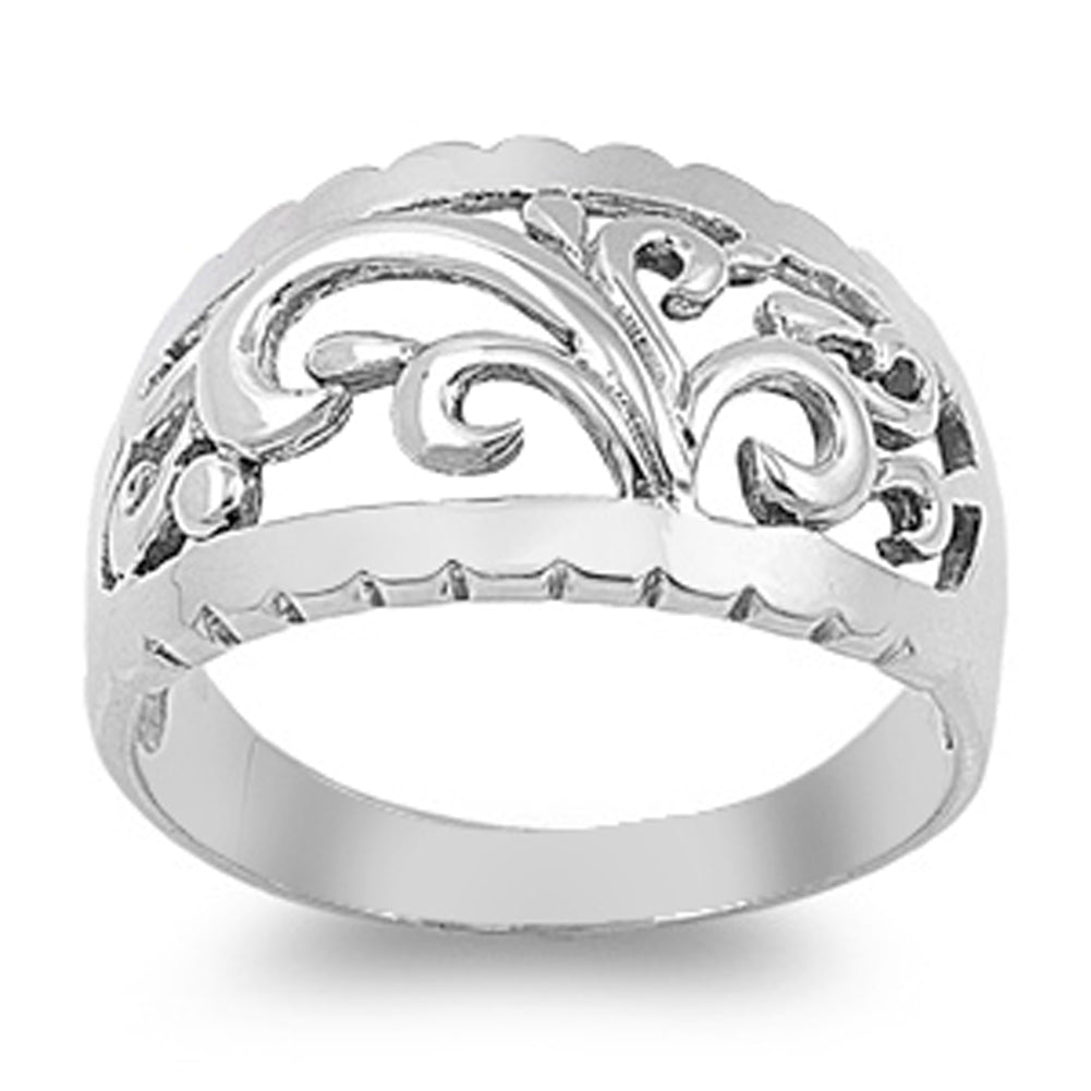 Filigree Floral Antiqued Detailed Ring New .925 Sterling Silver Band Sizes 5-10