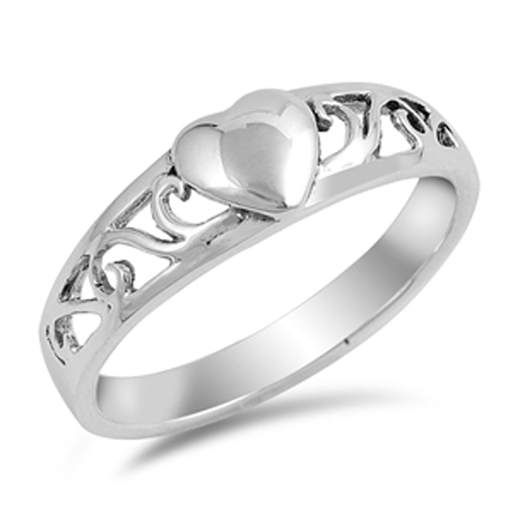 Puffed Heart Purity Love Promise Ring New .925 Sterling Silver Band Sizes 4-10