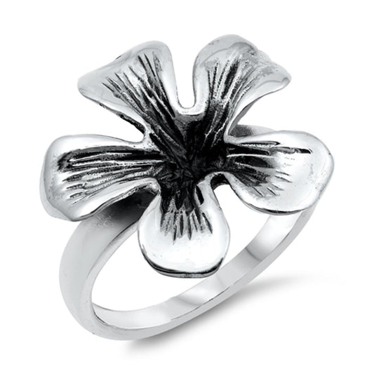 Tropical Flower Wide Large Floral Ring New .925 Sterling Silver Band Sizes 6-11