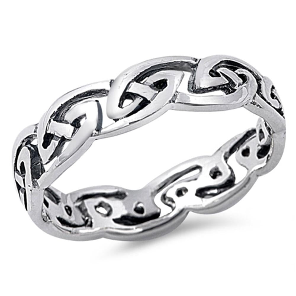 Celtic Endless Eternity Knot Wicca Ring New .925 Sterling Silver Band Sizes 6-14