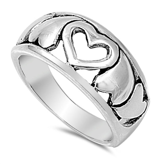 Filigree Heart Promise Purity Cute Ring New .925 Sterling Silver Band Sizes 6-9