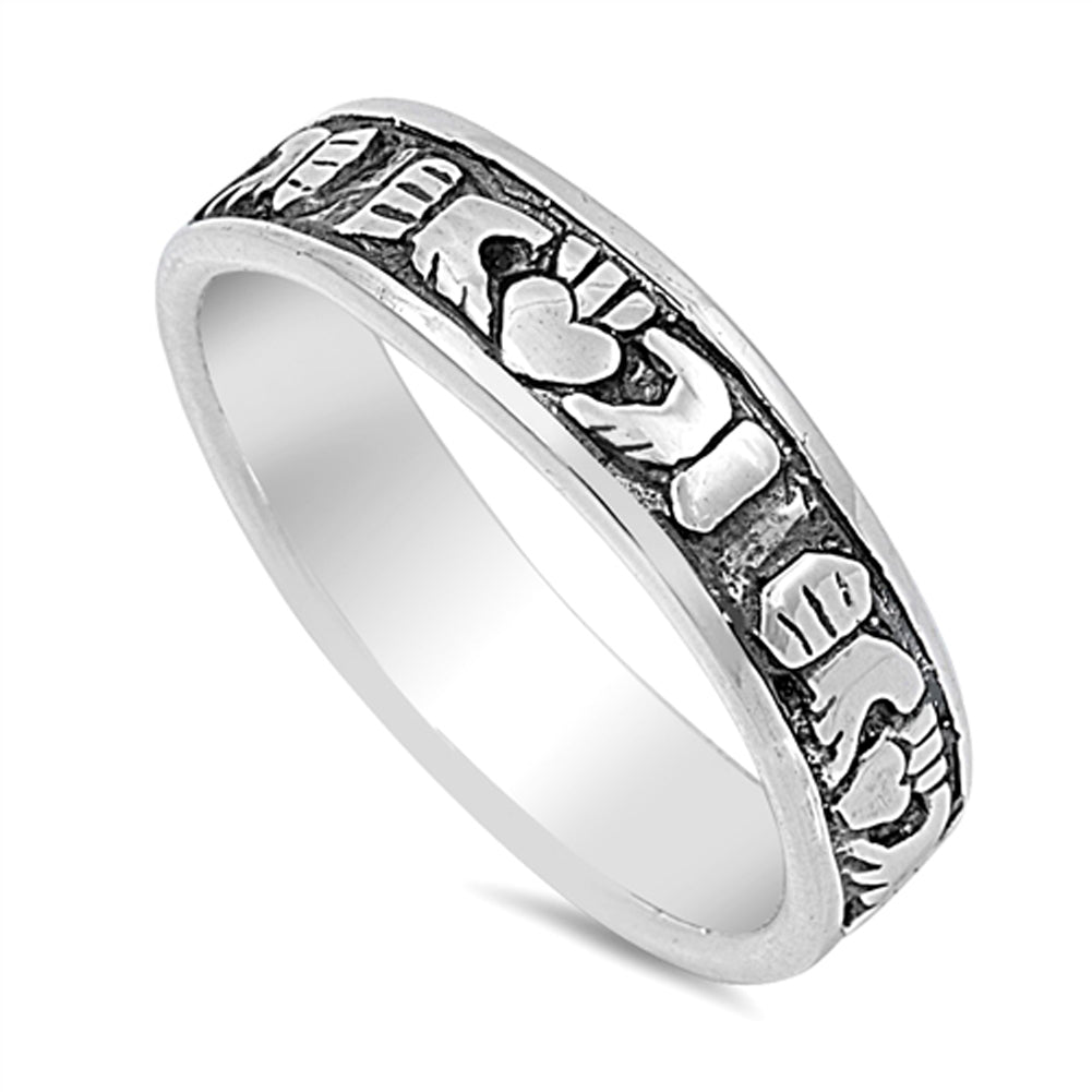 Claddagh Heart Eternity Friendship Ring New .925 Sterling Silver Band Sizes 4-10