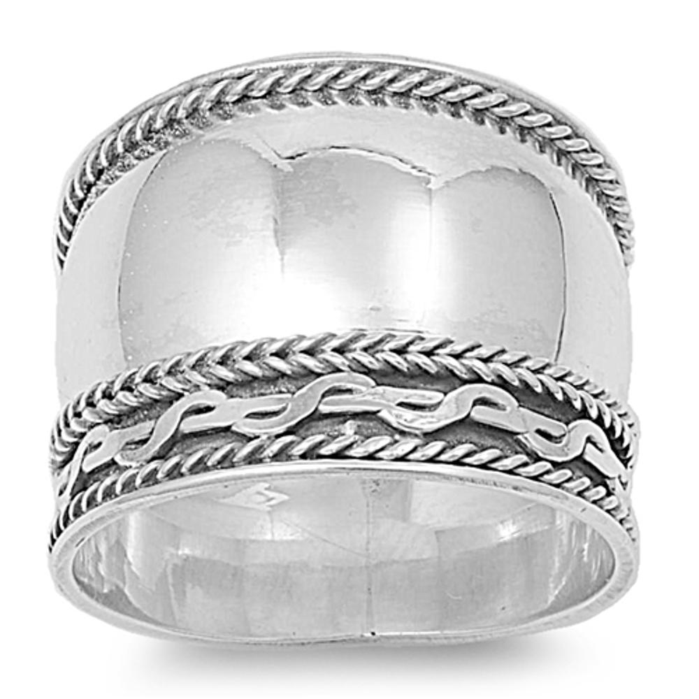 Bali Polished Braid Rope Weave Ring New .925 Sterling Silver Band Sizes 6-12