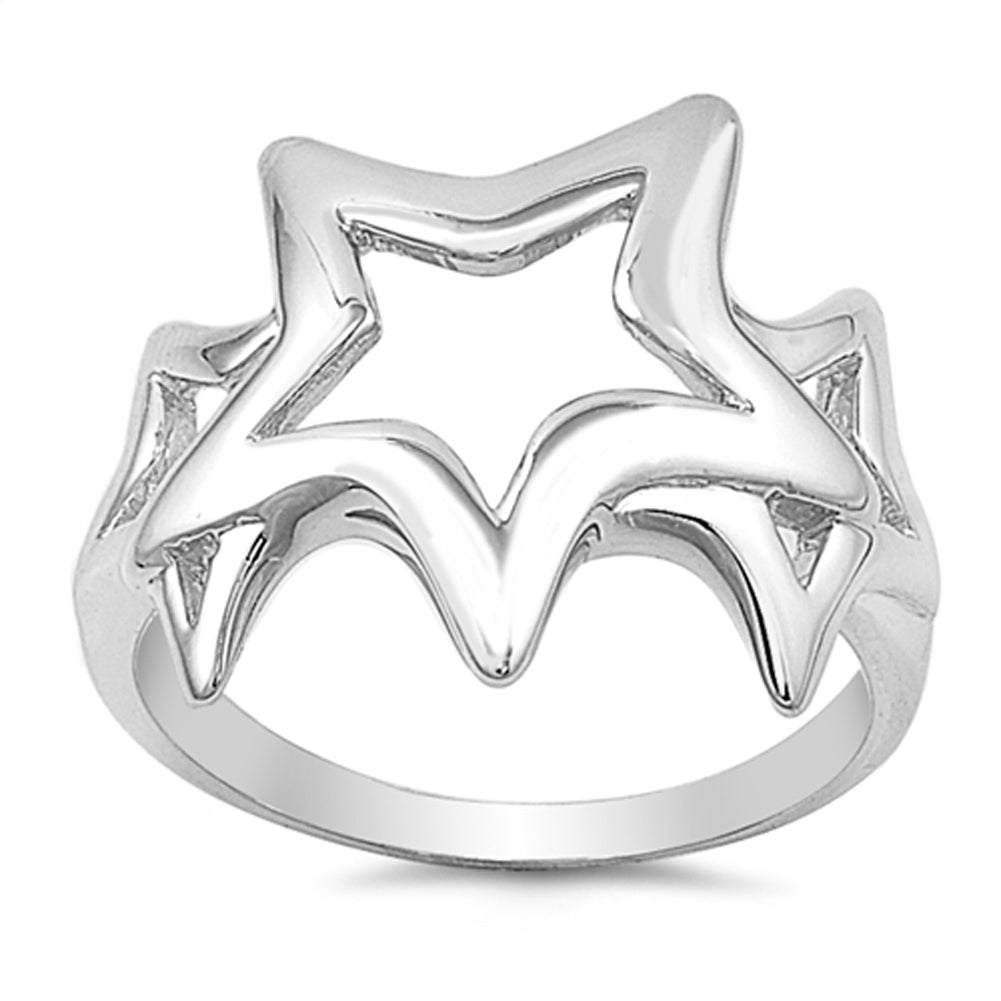 High Polish Star Galaxy Wide Ring New 925 Sterling Silver Band Sizes 5-10