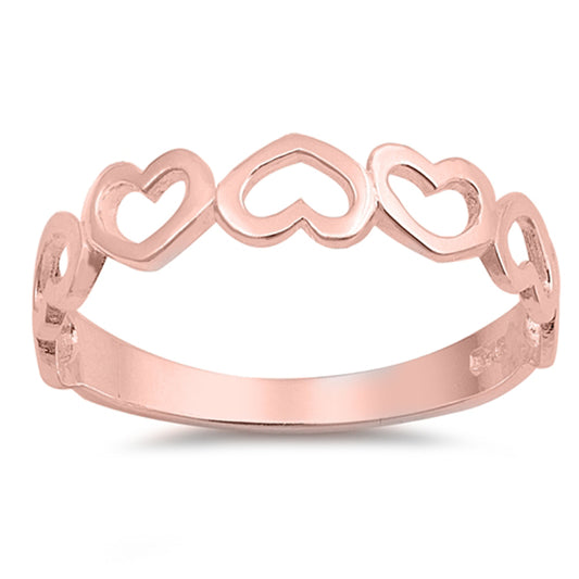 Rose Gold-Tone Heart Promise Stackable Ring .925 Sterling Silver Band Sizes 4-10