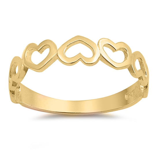 Gold-Tone Heart Cute Love Promise Ring New .925 Sterling Silver Band Sizes 4-10