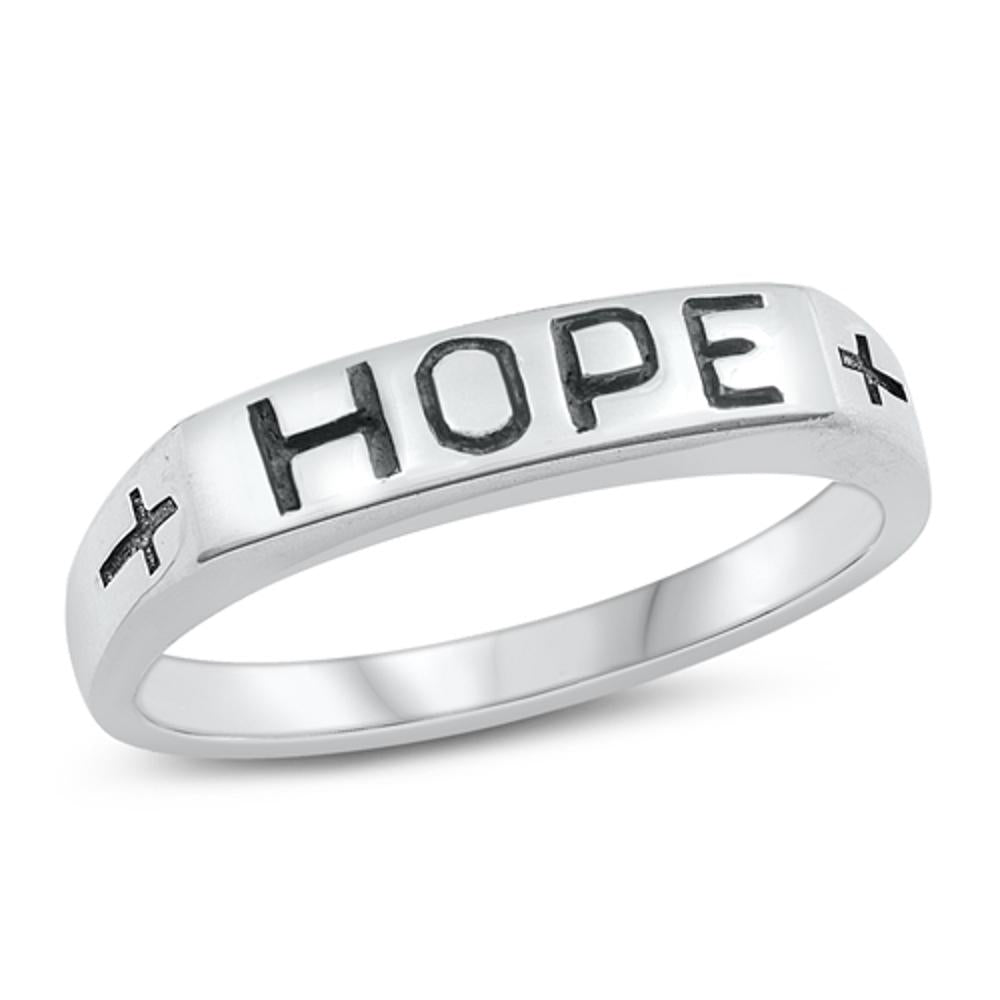 Hope Stackable Etched Cross Christ Ring New .925 Sterling Silver Band Sizes 4-9