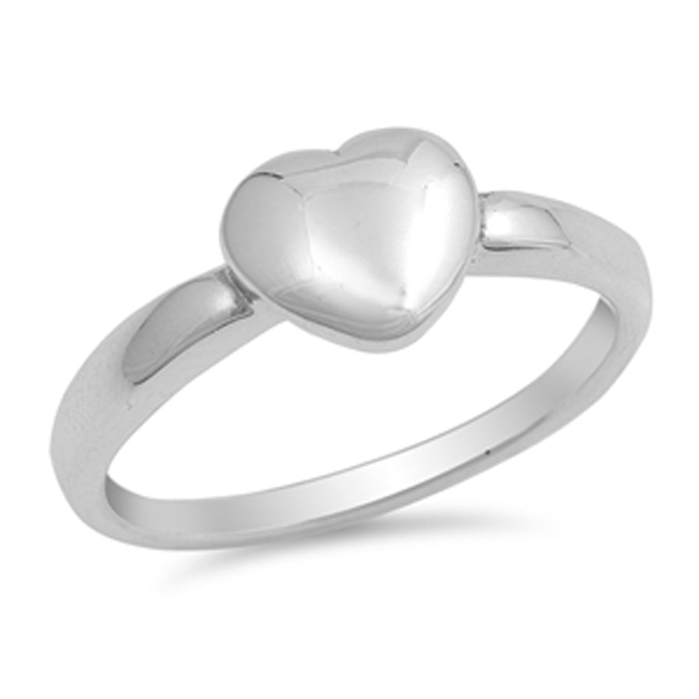 Puffed Heart Solitaire Purity Promise Ring .925 Sterling Silver Band Sizes 4-9