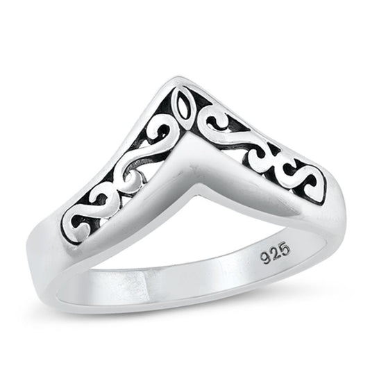 Filigree Infinity Pointed V Shape Chevron Ring Sterling Silver Band Sizes 5-10