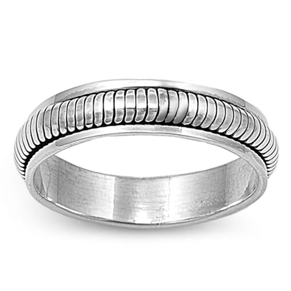 Spinner Rope Chain Groove Ring New .925 Sterling Silver Band Sizes 7-13