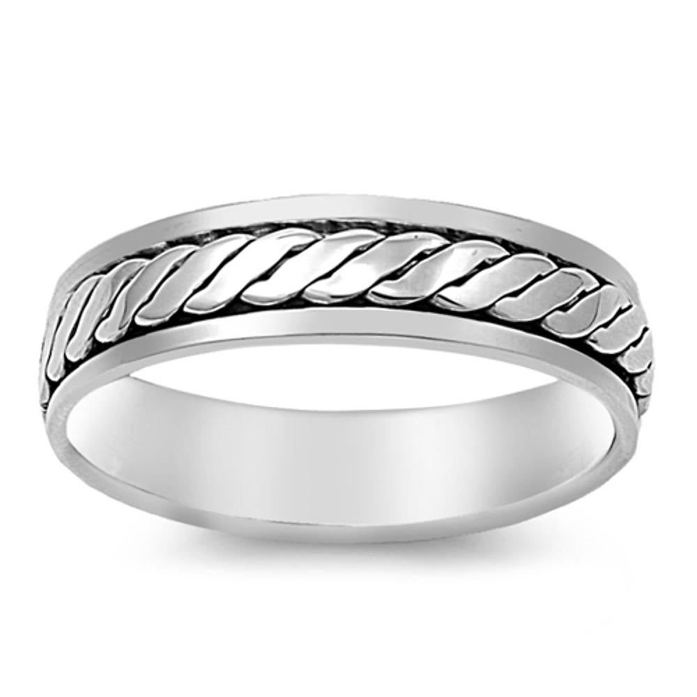 Spinner Weave Cool Wedding Ring New .925 Sterling Silver Band Sizes 7-13