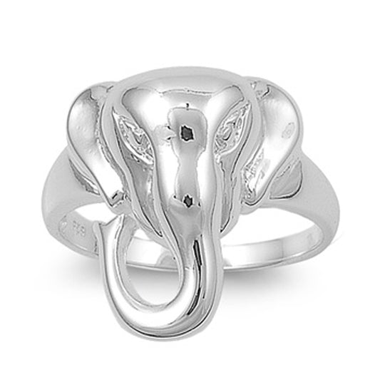 Sterling Silver Woman's Elephant Fashion Ring Polished 925 Band 19mm Sizes 5-10