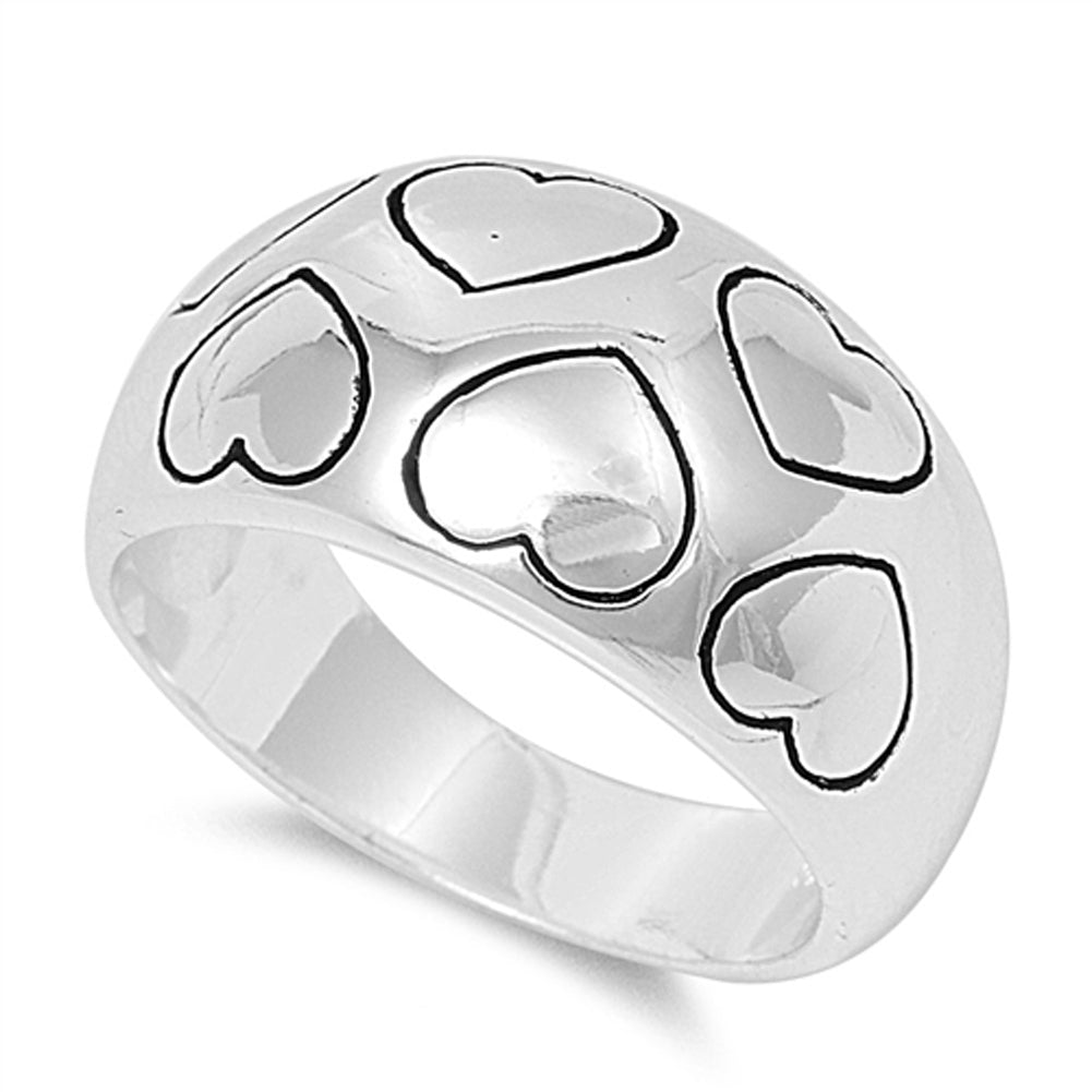 Etched Heart Love Purity Wide Promise Ring .925 Sterling Silver Band Sizes 6-9