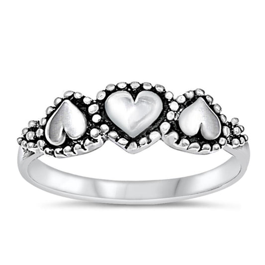 Oxidized Beaded Heart Halo Promise Ring New .925 Sterling Silver Band Sizes 3-13