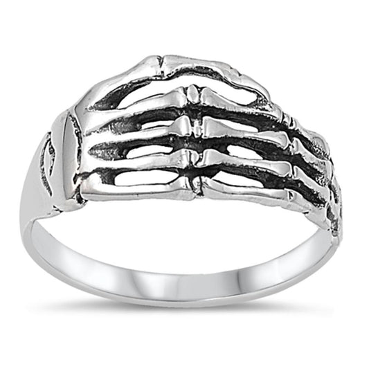 Sterling Silver Skeleton Hand Ring Artistic Custom Band Solid 925 Sizes 5-10