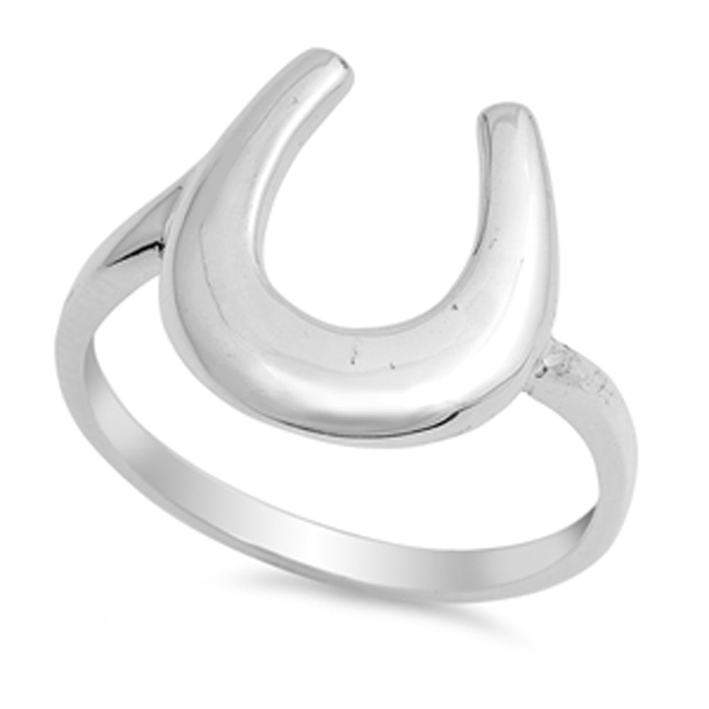 Horseshoe Good Luck Horse Shoe Lucky Ring .925 Sterling Silver Band Sizes 5-10