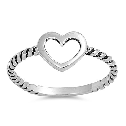 Oxidized Twist Heart Purity Promise Ring New 925 Sterling Silver Band Sizes 3-12