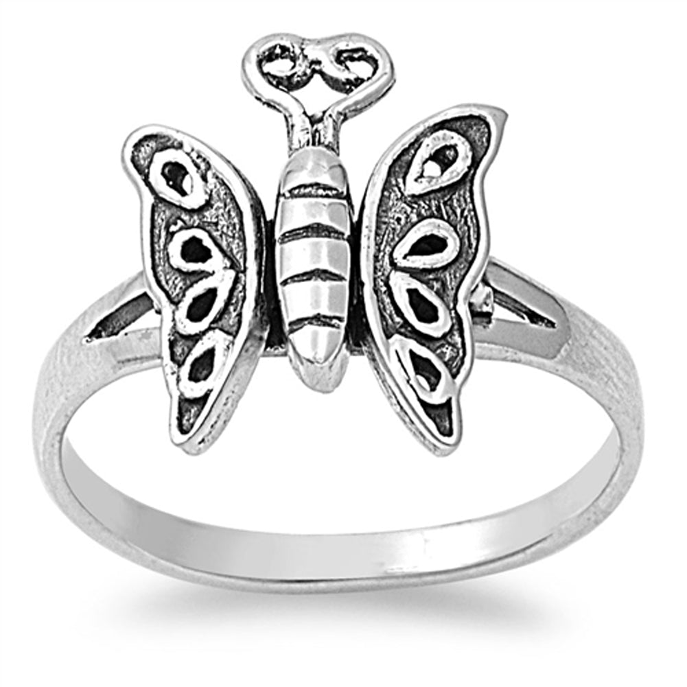 Butterfly Animal Swirl Teardrop Wings Ring .925 Sterling Silver Band Sizes 5-10