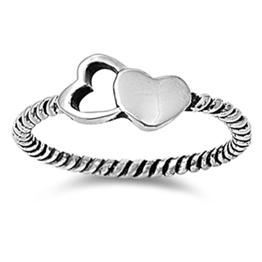 Oxidized Twisted Rope Heart Promise Ring New 925 Sterling Silver Band Sizes 3-13