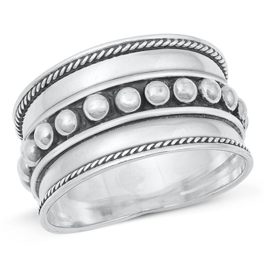 Sterling Silver Woman's Bali Fashion Unique Ring Cute 925 Band 13mm Sizes 5-13