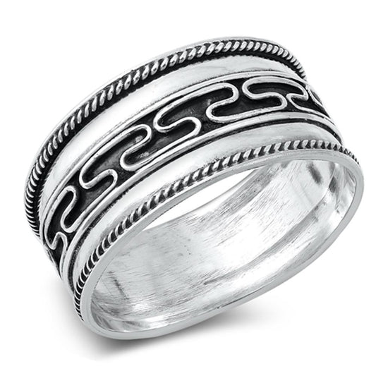 Sterling Silver Women's Bali Ring Wide 925 Band Rope Swirl Fashion Sizes 6-12