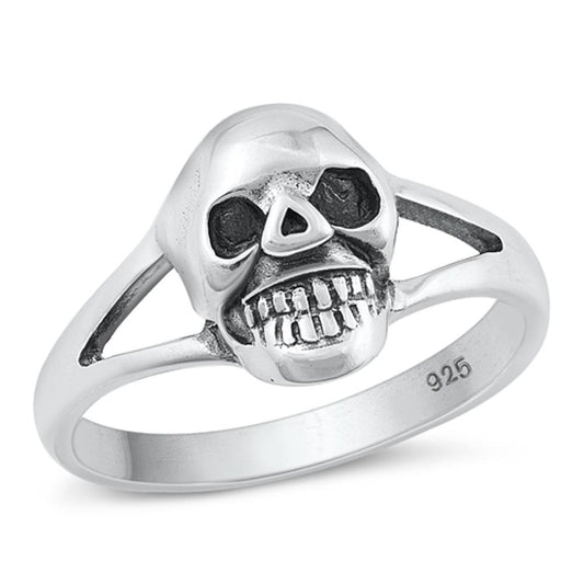 Sterling Silver Womans Mens Biker Ring Skull Skeleton Ring Band 13mm Sizes 4-12