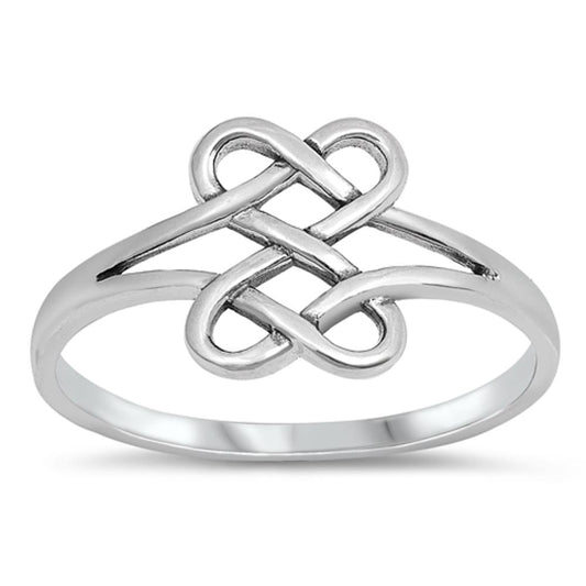 Infinity Celtic Love Knot Forever Heart Ring Sterling Silver Band Sizes 4-10