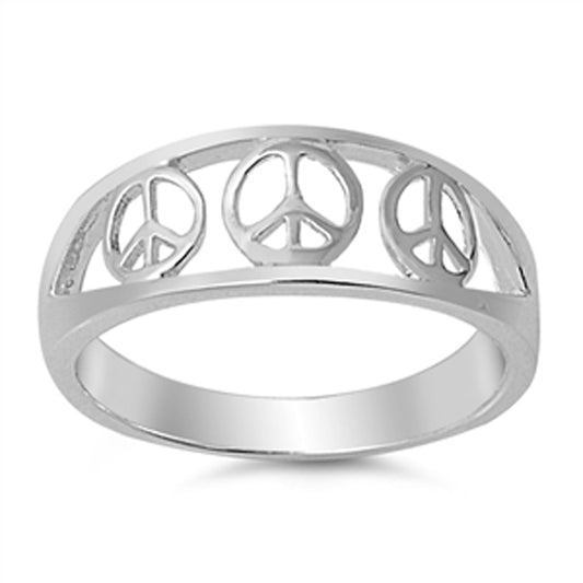 Filigree Peace Sign Symbol Fashion Ring New .925 Sterling Silver Band Sizes 3-12