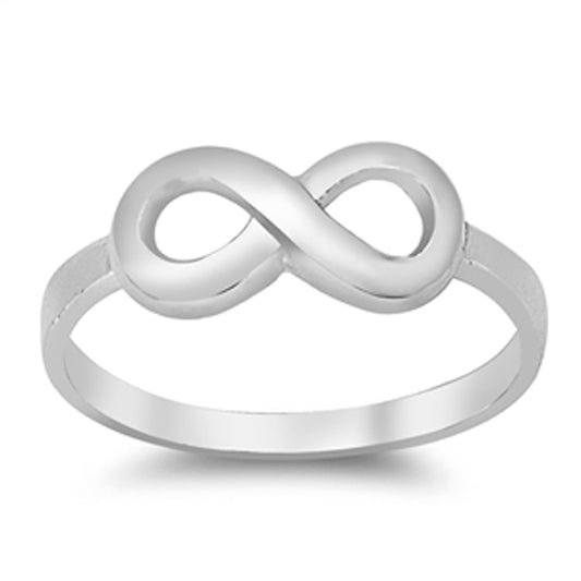 Simple Infinity Symbol Forever Endless Knot Ring Sterling Silver Band Sizes 4-12