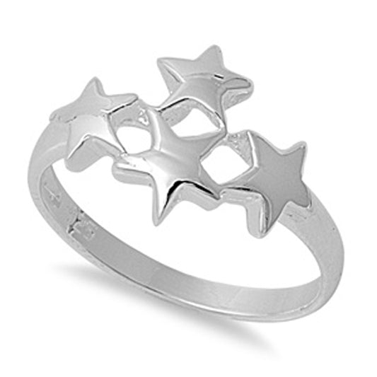 High Polish Star Cross Galaxy Cute Ring New .925 Sterling Silver Band Sizes 2-12