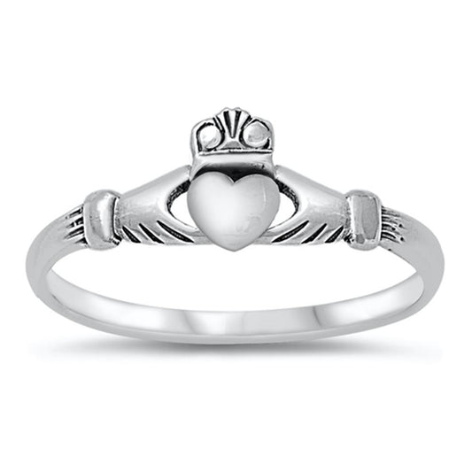 Sterling Silver Womans Claddagh Heart Love Ring Classic 925 Band 6mm Sizes 1-10