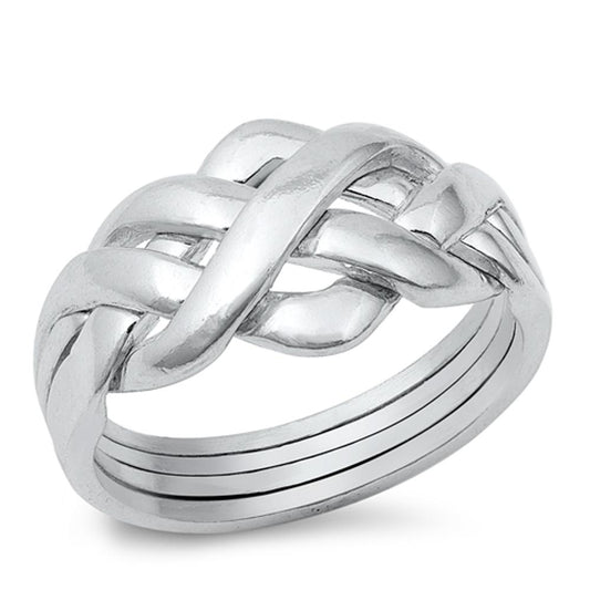 Sterling Silver Woman's Braided Knot Cute Ring Fashion 925 Band 11mm Sizes 4-13