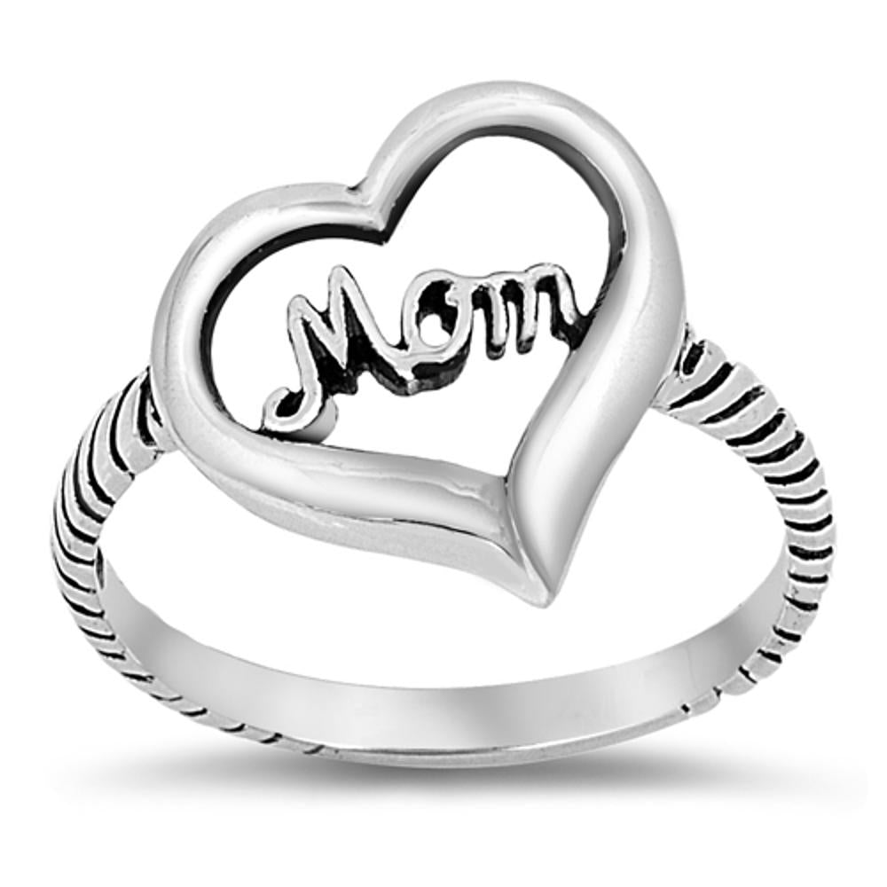 Sterling Silver Woman's Mom Love Heart Ring Unique 925 Band New 14mm Sizes 4-13