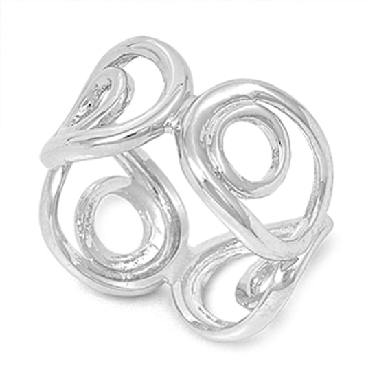 Eternity Abstract Art Polished Ring New .925 Sterling Silver Band Sizes 6-10