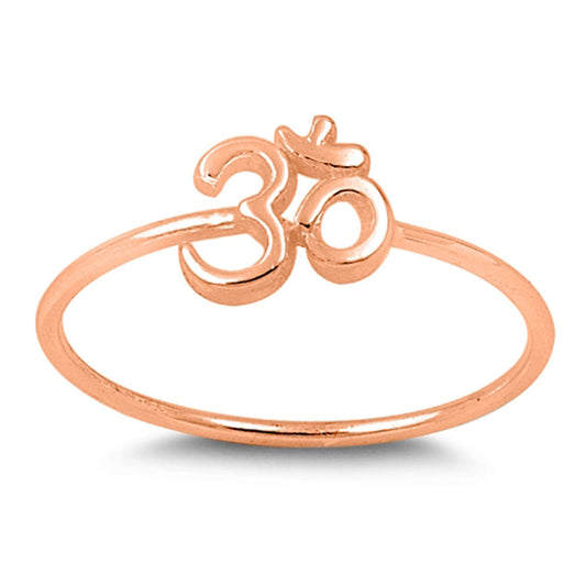 Rose Gold-Tone Hindu Om Sign Yoga Ring New .925 Sterling Silver Band Sizes 3-10